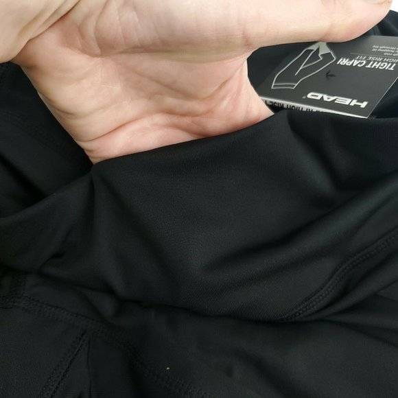 Head Womens Black High Rise Elastic Waist Criss Cross Tight Capri Pants Size 3X - Picture 5 of 15